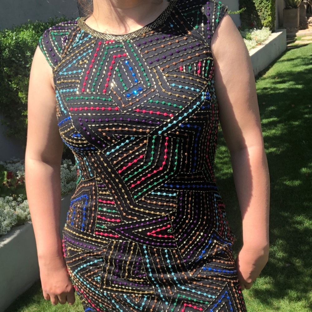 phoebe black rainbow beaded dress